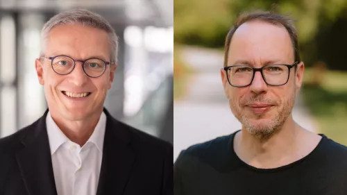 Foto von Digitalminister Karsten Wildberger und republica-Mitgründer Markusbeckedahl.