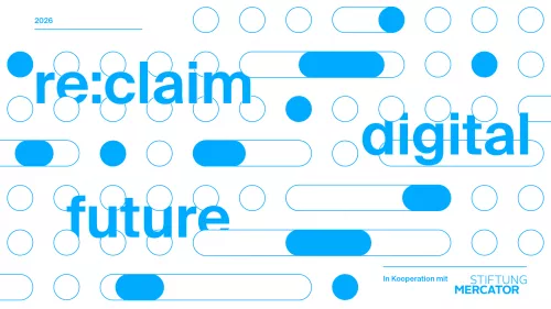 Visual mit blauen ON/OFF Schaltern und der Aufschrift re:claim digital future