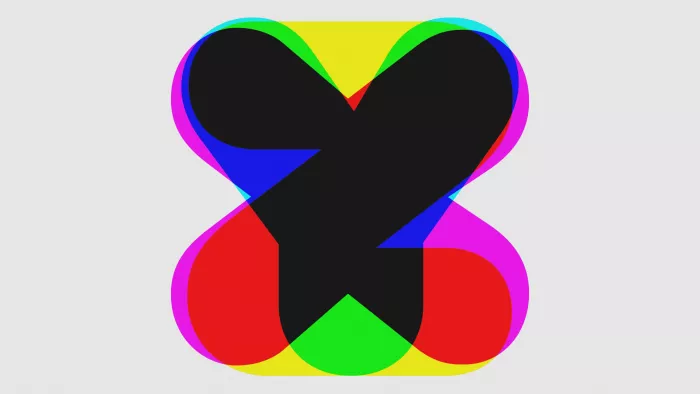 Motto-Grafik: übereinandergelagerte bunte Buchstaben "XYZ"