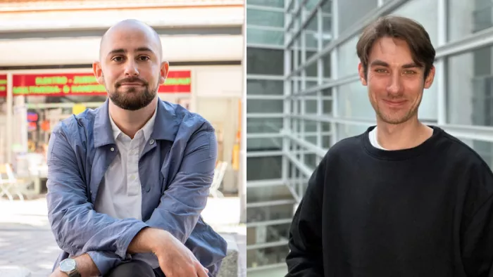 Nebeneinander angeordnete Fotos von Philipp Staab und Lion Hulbrich. Sie lächeln beide in die Kamera.