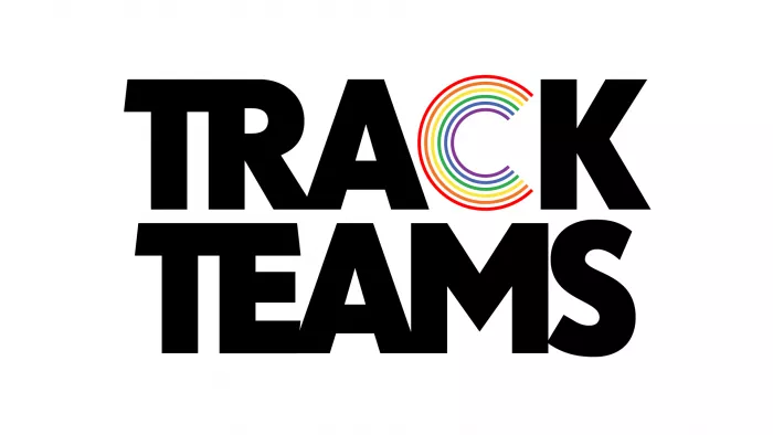 Visual mit dem Schriftzug "Track Teams". Der Buchstabe C ist mit einem Regenbogen ersetzt. 