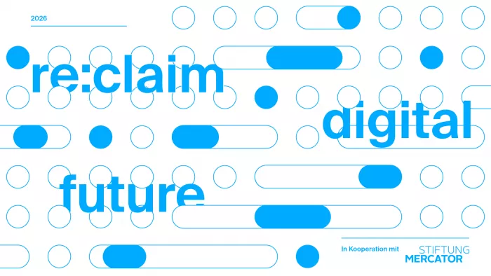 Visual mit blauen ON/OFF Schaltern und der Aufschrift re:claim digital future