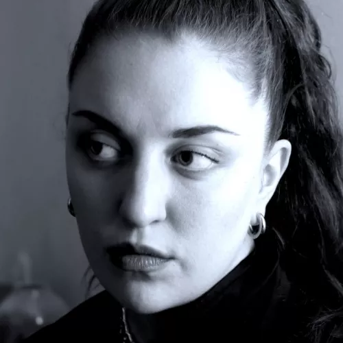 Portrait photo of Kristina Tica in black and white