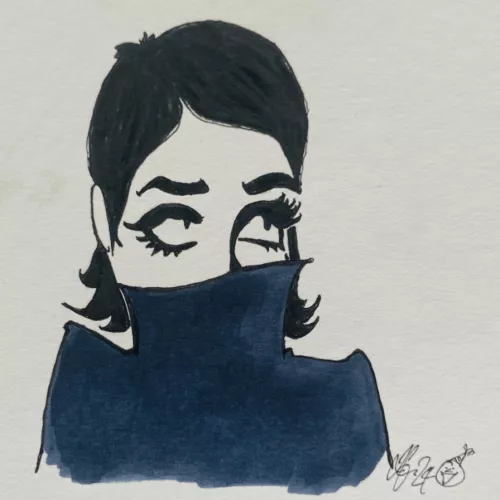 illustration of a woman in a tutle neck 